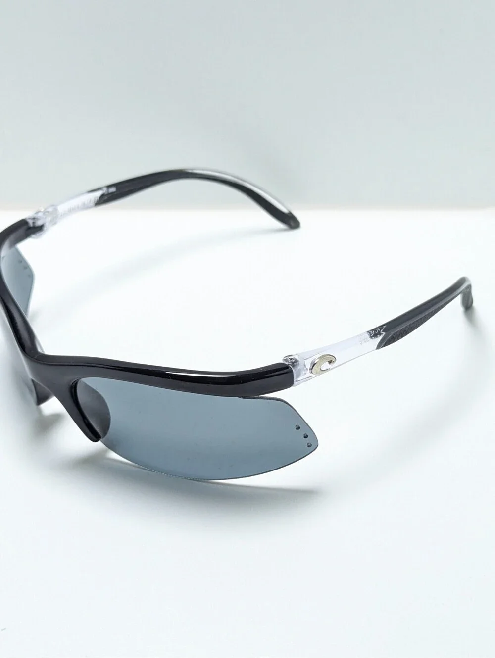 Costa Del Mar Fluid FL-12 Gray Lens Black Semi Rim Wrap Men's Sport Sunglasses